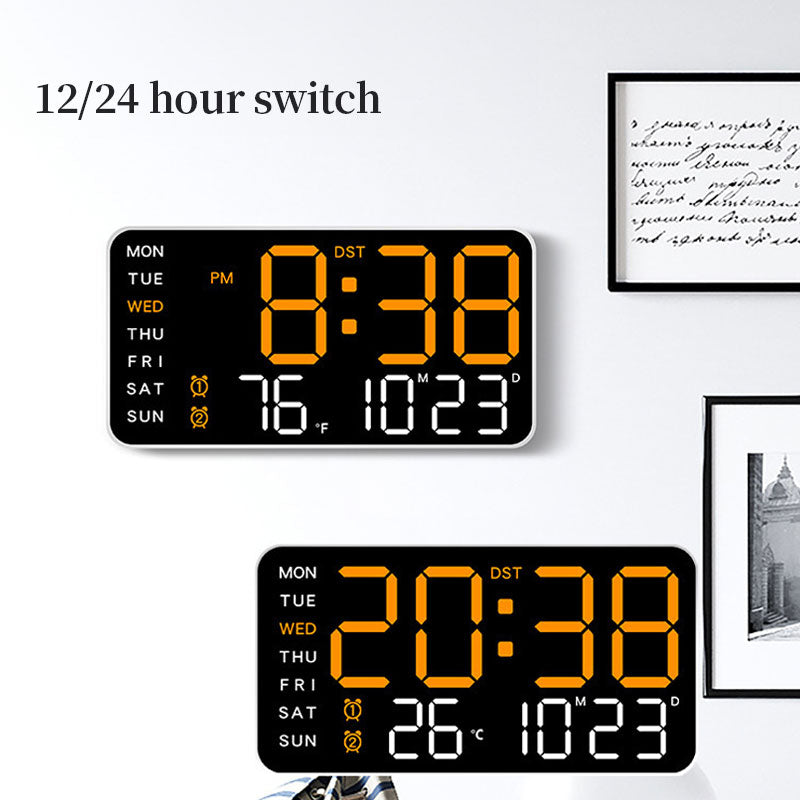 Digital Wall Clock with Temperature, LED Display, USB/Battery Power for Home Decor