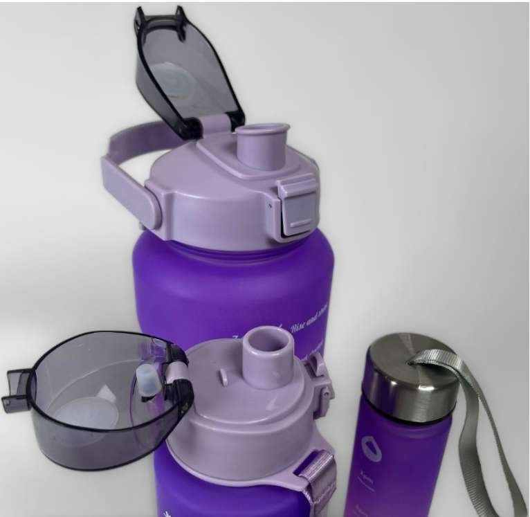Motivational Water Bottles - Set of 3 -Purple/Pink (2Ltr/700Ml/300Ml)