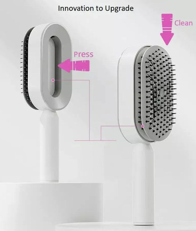 Press Type Cleaning Design Air Cushion Bag Massage Comb with base - Red