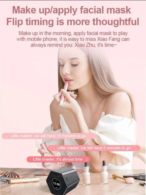 Hexagon Digital Clock Timer Magnetic Cubes Timer - Black