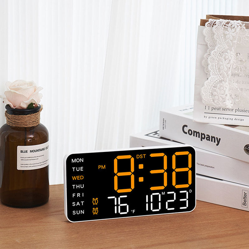 Digital Wall Clock with Temperature, LED Display, USB/Battery Power for Home Decor