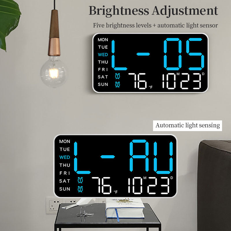 Digital Wall Clock with Temperature, LED Display, USB/Battery Power for Home Decor
